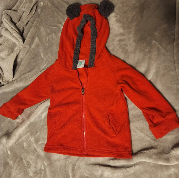 Toddler red fleece jacket with hood size 2t - Picture 1 of 3